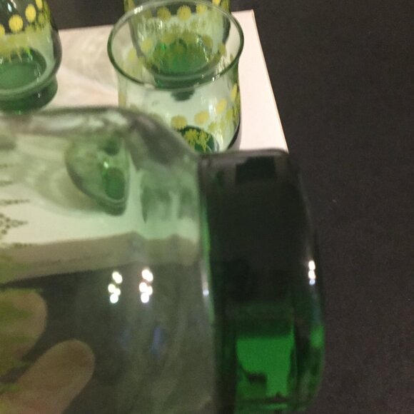 Vintage Dominion Green & Yellow Glasses Set of 4 Mid Century Retro Tumblers - Picture 3 of 4